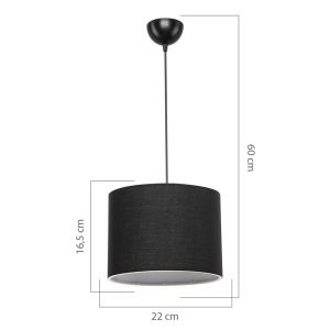 Chandelier E27 black D22x60cm