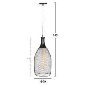 Chandelier Hm4105 black metal with mesh shade D20x145hcm