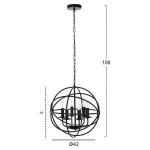 Chandelier Hm4127 black metal with 6 bulbs D42x108hcm
