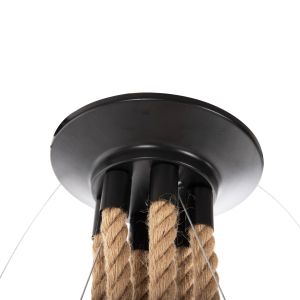 Chandelier Hm4130 with 6 bulbs black metal with ropes D54-60x125hcm