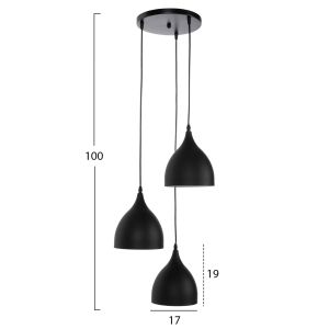 Chandelier Hm4137 with 3 lamps black metal D33x33-115hcm