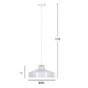 Chandelier Hm4159.02 with white metal shade D40x116hcm