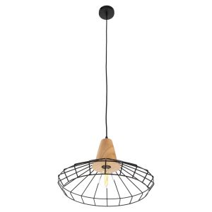 Chandelier Hm4160 black metal with wooden elements D39x117hcm
