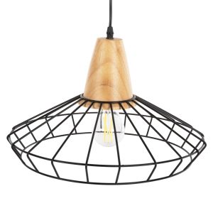 Chandelier Hm4160 black metal with wooden elements D39x117hcm