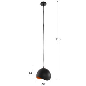 Chandelier Hm4165,01 metal sphere color black/orange D20x118hcm