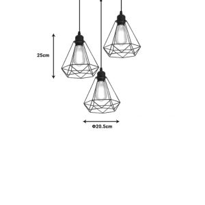 Jabrey chandelier with three lamps black metal D30x25cm
