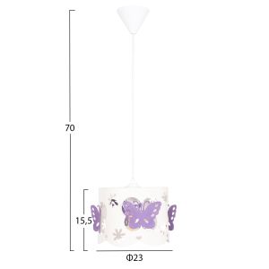 Chandelier Leptir Hm4705.02 metal drop in purple-white Φ23x70hcm.