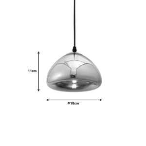 Полилей Ovalone сребрист метал-стъкло D18x11cm
