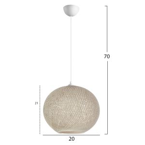 Chandelier Pendant beige sphere, braided rope, for indoor use Hm7626,02