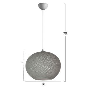Chandelier Pendant gray almost oval sphere. braided rope. for indoor use Hm7625.01