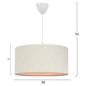 Chandelier Pendant textile drum in ecru color Hm7620,04