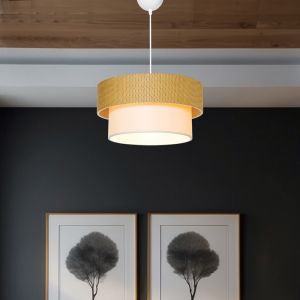 Chandelier Pisco fabric in natural and cream color D38x55cm