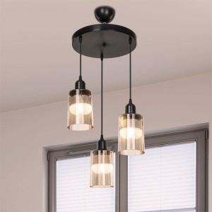 Chandelier Pwl-1195 E27 Black-amber D30x80cm