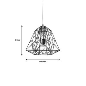 Полилей Uamlen черен метал 40х35cm