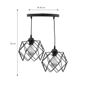Chandelier Zocie E27 in black color 30x70cm
