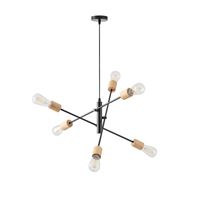 Полилей дърво-метал 6 лампи 6xε27 Max15w 650x650x1540mm черно Arte Illumina Edison