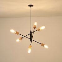 Полилей дърво-метал 6 лампи 6xε27 Max15w 650x650x1540mm черно Arte Illumina Edison
