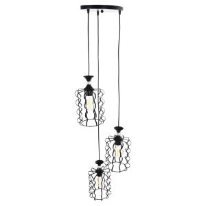 Chandelier for 3 bulbs black metal D34x128hcm Hm4089