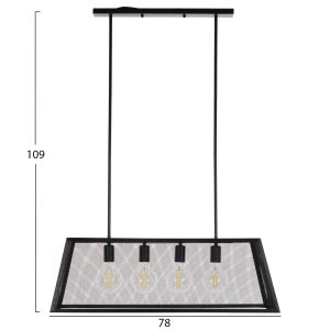 Chandelier for 4 bulbs black metal 78x30.5x26hcm Hm4179