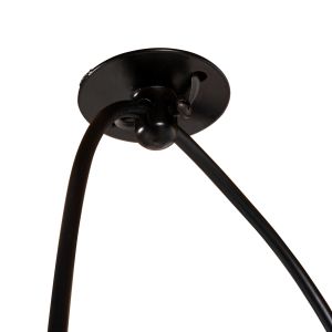 Chandelier for 6 bulbs black metal and cable D100x180hcm
