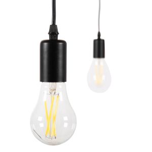 Chandelier for 6 bulbs black metal and cable D100x180hcm
