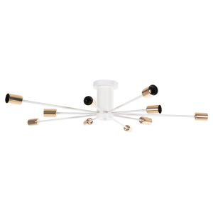 Chandelier for many bulbs white metal gold accents modern style 18.5hcm Hm4122
