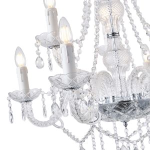 Полилей метал - прозрачно стъкло 9lights 9x14e μαχ 15w 710x1750mm бяло Arte Illumina Kristallo