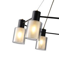 Полилей метал-стъкло 6xe14 Max 8w Φ700x600mm черно-месингово Arte Illumina Silence