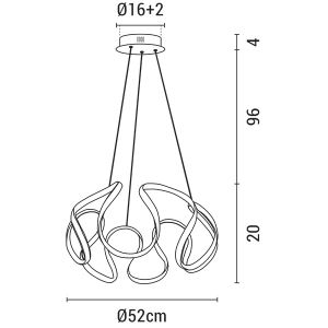 Полилей от алуминий Led, 60w, 3200lm, 3cct (3000-4000-6000k), 100-277v, Φ520x1200mm, бели, Arte Illumina Orbit