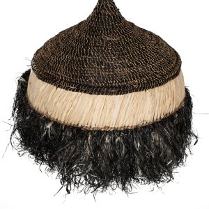 Chandelier made of sisal and abaca fibers with a natural/black shade 50x50x60hcmhm7788