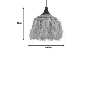 Sermene sisal chandelier in natural black color D32x45cm
