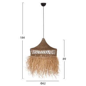 Chandelier ceiling lamp Hm7820 palm leaves and sea grass D62x42cm