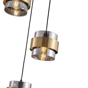 Полилей с 3 лампи, розетка, 3xe27, макс. 15w, макс. 15w, 430x1215 мм, макс. 15w, черно злато, Arte Illumina Reliac