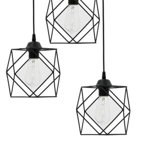 Chandelier with 3 lights Karin E27 in black color 30x30x90cm