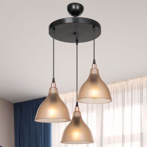 Chandelier with 3 lights Orazioe27 color brushed/amber D40x80cm