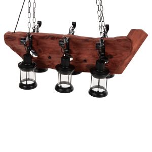 Chandelier with 6 lamps Hm4117 wood-metal-glass 116hcm