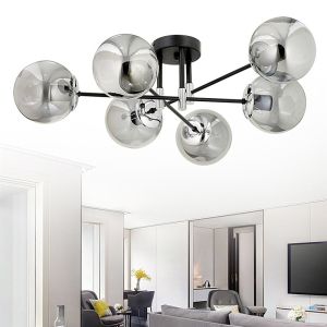 Полилей с 6 лампи Led в черен цвят D70x25cm