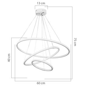 Полилей с Led светлини 60-80w бял D60x100cm
