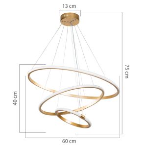 Полилей с Led светлини 60-80w златист D60x100cm