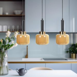 Chandelier with double glass shade bronze color E27 50x15x75cm