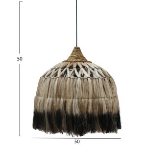 Chandelier with hemp fibers Manila in natural and black color boho style 50x50x50hcm Hm7761