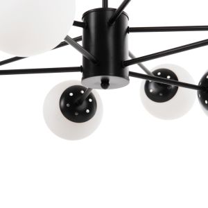 Chandelier with many bulbs spheres made of white glass black metal D90x97.5hcm Hm4170
