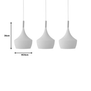 Chandelier with three lamps Eracile Ii white metal 84x36cm