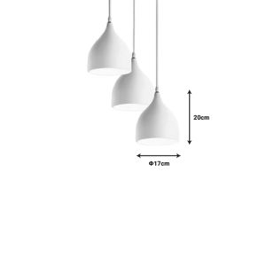 Chandelier with three lamps Perce Ii white metal 30x17x120cm