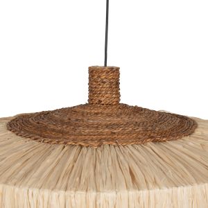 Chandelier with cylindrical shade made of sisal fibers in natural color 80x80x45hcmhm7790