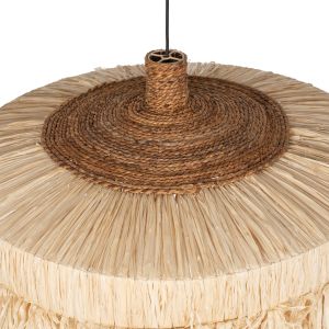 Chandelier with cylindrical shade made of sisal fibers in natural color 80x80x45hcmhm7790