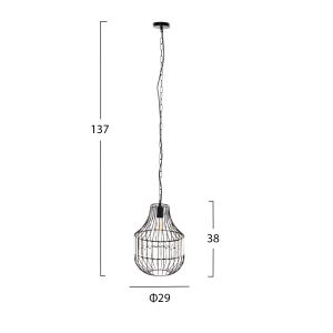 Chandelier black metal and glass D29x38-137hcm Hm4093