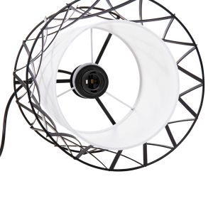 Chandelier black metal, white synthetic textile D25x120hcm Hm4106