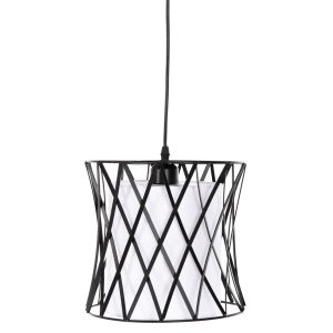 Chandelier black metal, white synthetic textile D25x120hcm Hm4106