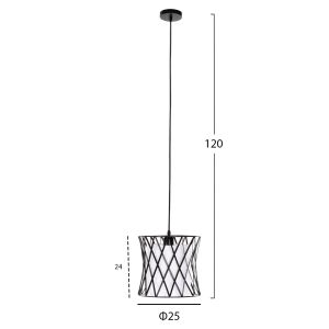 Chandelier black metal, white synthetic textile D25x120hcm Hm4106
